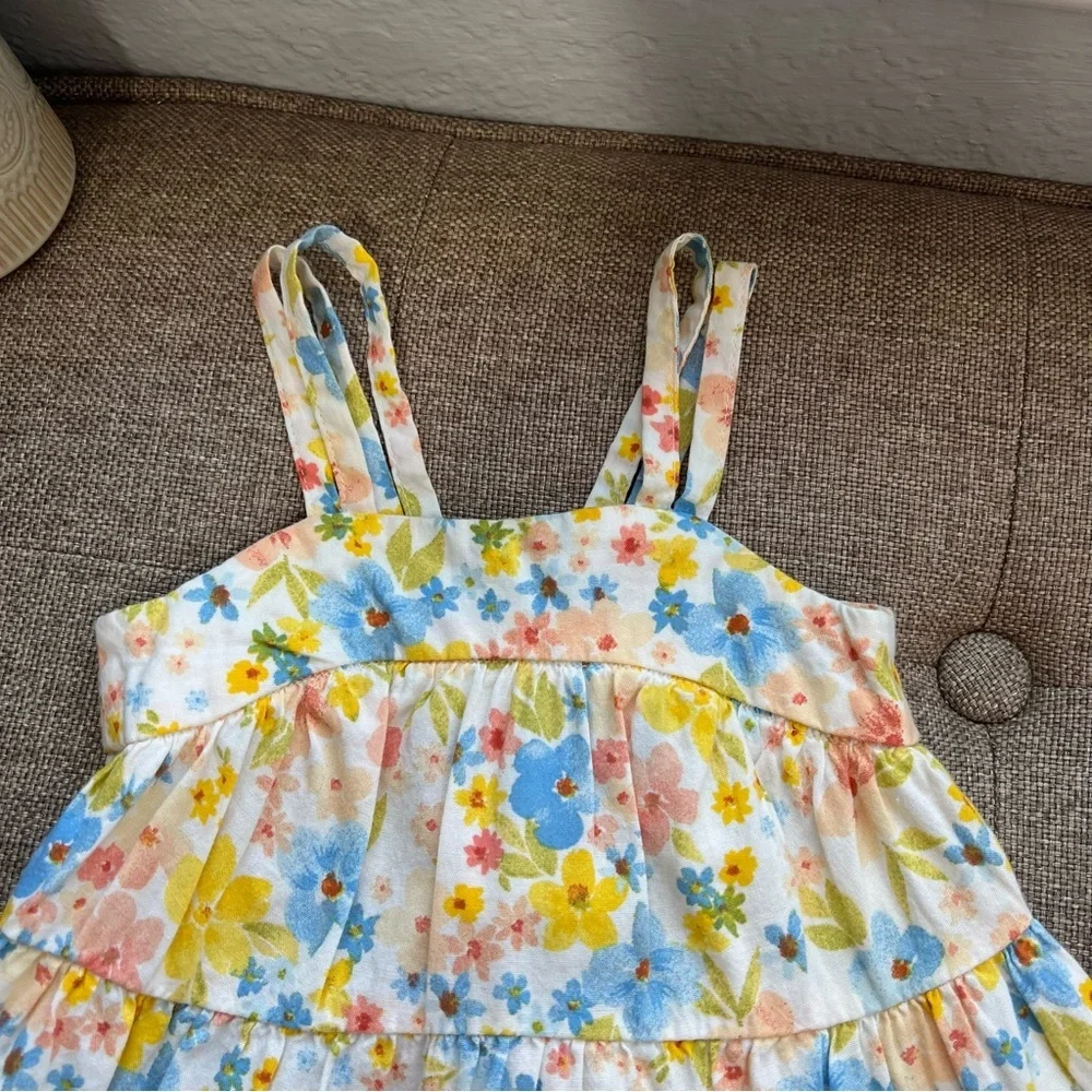 Old Navy Baby Girl Floral Tiered Dress 6-12M Pastel‎ Spring Summer